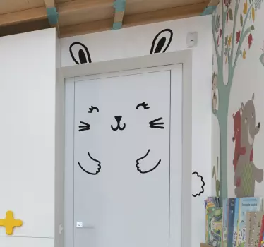 αυτοκόλλητο αστείο κουνέλι γυάλινη πόρτα - TenStickers