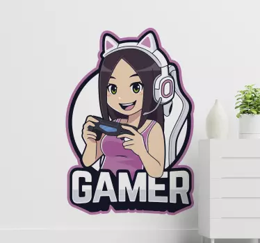 Gamer anime κορίτσι εικόνα wall art - TenStickers