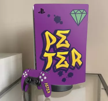πράσινο διαμάντι γκράφιτι στυλ playstation 5 αυτοκόλλητα - TenStickers