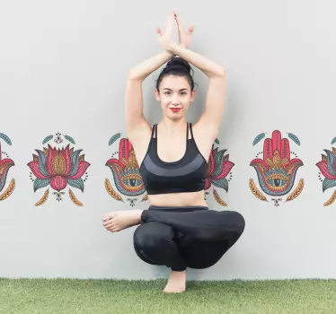 αυτοκόλλητο hamsa mano yoga border - TenStickers