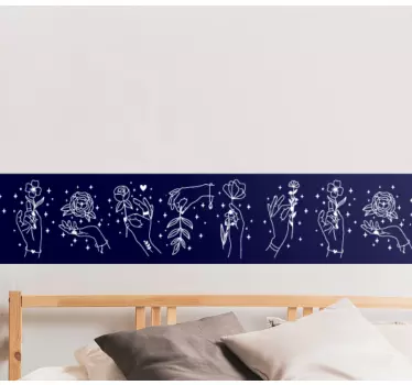 αυτοκόλλητο χέρια με λουλούδια handdrawn περίγραμμα - TenStickers
