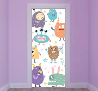 χαρούμενο γυαλί πόρτα τέρας - TenStickers