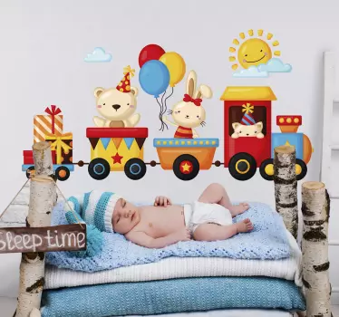 αυτοκόλλητο ευτυχισμένο τρένο στο σπίτι - TenStickers