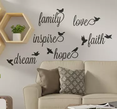 εμπνευσμένες λέξεις με πουλί wall decal - TenStickers