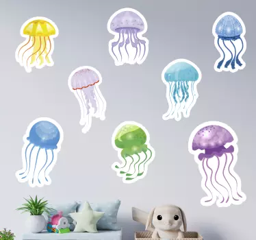 Οι μέδουσες χρωματίζουν ψάρια decal - TenStickers