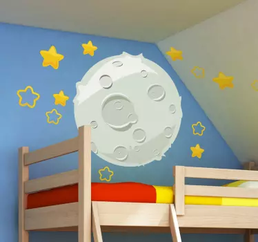 παιδικό φεγγάρι και αστέρια decal - TenStickers