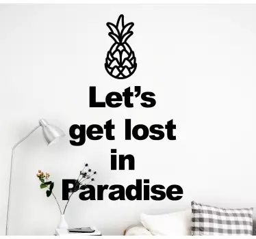ας χαθούμε στον παράδεισο με αναδρομικό wall decal ανανά - TenStickers