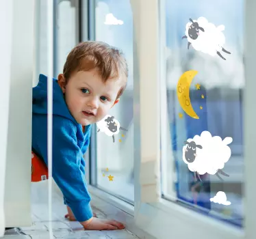 Decal παραθύρου σελήνης και αστεριών - TenStickers