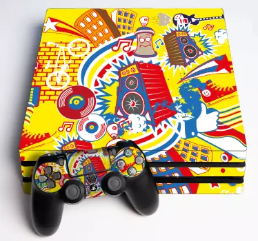 μουσική γκράφιτι playstation 4 αυτοκόλλητα - TenStickers