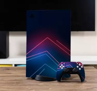 Αυτοκόλλητο με μπλε φως νέον με γραμμές playstation 5 - TenStickers