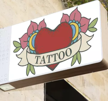 νέον τατουάζ καρδιά βινυλίου τοίχο τέχνη - TenStickers