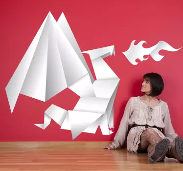 αυτοκόλλητο τοίχου για παιδιά origami δράκος - TenStickers