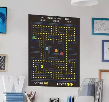 Pacman βιντεοπαιχνίδι wall decal - TenStickers