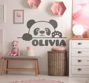 αυτοκόλλητο με παιδικό panda με όνομα μωρού - TenStickers