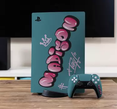 ροζ δροσερά γράμματα γκράφιτι playstation 5 αυτοκόλλητα - TenStickers