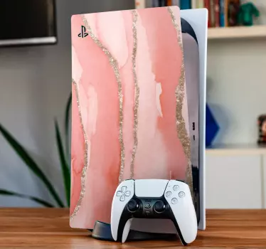 αυτοκόλλητο ροζ glitter μάρμαρο playstation 5 - TenStickers
