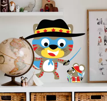 παίζει γάτα και ποντίκι εικόνα wall art decal - TenStickers
