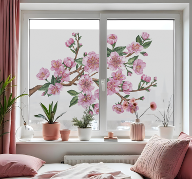 Αυτοκόλλητα Παράθυρα κλαδί ανθέων - TenStickers