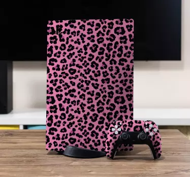 αυτοκόλλητο Ps5 ροζ animal print μοτίβο - TenStickers