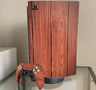 αυτοκόλλητα ps5 από ξύλο κερασιάς playstation 5 - TenStickers
