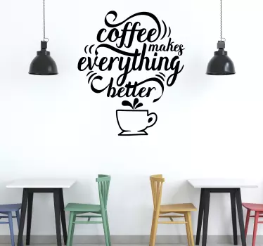 παραθέτω καφέ με σκίτσο καφέ τοίχου decal - TenStickers