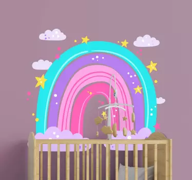 ουράνιο τόξο με αστέρια εικόνα wall art decal - TenStickers
