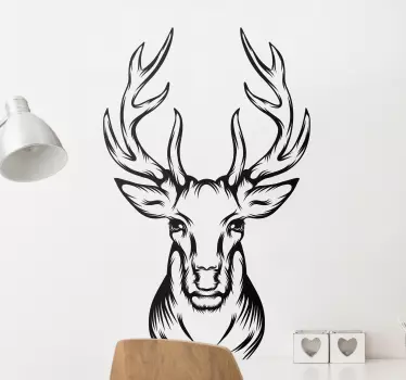 ρεαλιστικό ελάφι κεφάλι ζώου τοίχου decal - TenStickers