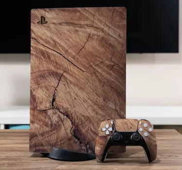 ρεαλιστικά ξύλινα φόντο playstation 5 αυτοκόλλητα - TenStickers