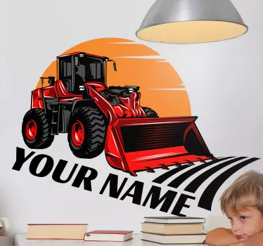 κόκκινο τρακτέρ, μεγάλο όνομα custom decal - TenStickers