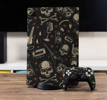Rock και roll μουσική μοτίβο playstation 5 decal - TenStickers