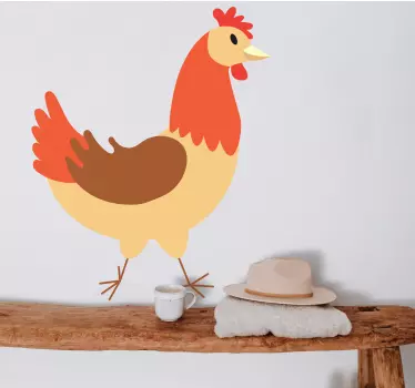 κόκορας κοτόπουλο handdrawing εικονογράφηση ζωική διακόσμηση τοίχ - TenStickers