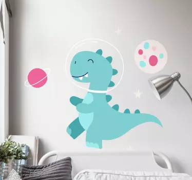 αυτοκόλλητο τοίχου space dinosaur και το φεγγάρι δράκος - TenStickers