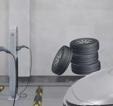 αυτοκόλλητο τοίχου στοιβαγμένων ελαστικών - TenStickers