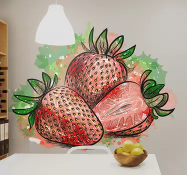 φράουλα splash φρούτων τοίχου decal - TenStickers