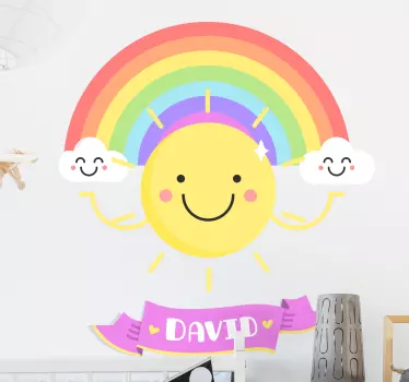 Αυτοκόλλητο με τον ήλιο και το ουράνιο τόξο - TenStickers