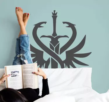 αυτοκόλλητο με σπαθί με διασχίζοντας φίδια - TenStickers
