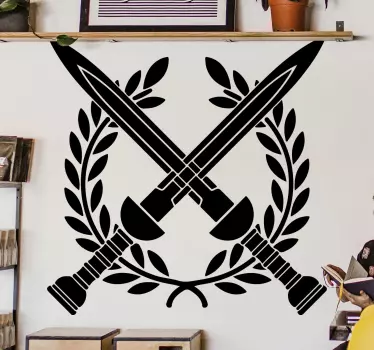 αυτοκόλλητο τοίχου με σπαθιά και αντικείμενα στεφάνι - TenStickers