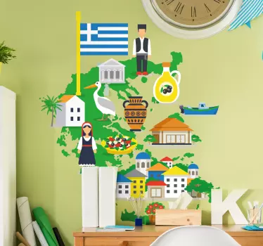 αυτοκόλλητο σύμβολα της Ελλάδας χάρτη της πόλης - TenStickers