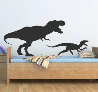 αυτοκόλλητο τοίχου t-rex και velociraptor - TenStickers