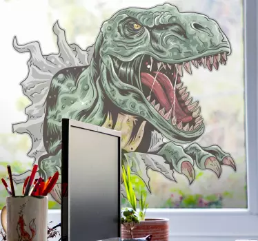 T-rex λεπτομέρεια που σπάζει το αυτοκόλλητο του παραθύρου - TenStickers