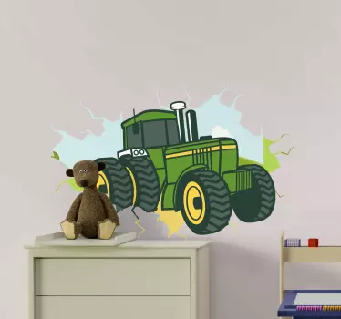 τρακτέρ 3d john deere εικόνα wall art decal - TenStickers