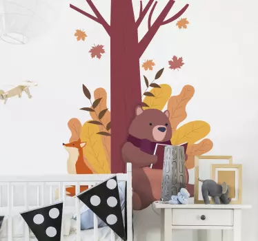 δέντρο με ζώα εικόνα wall art decal - TenStickers