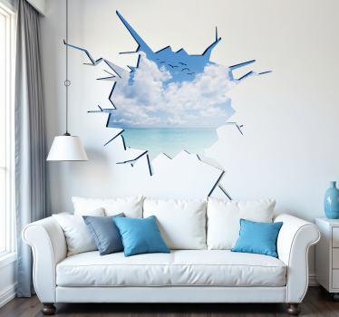 αυτοκόλλητο τοίχου trompe l'oeil sea and beach visual effects - TenStickers