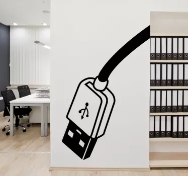 αυτοκόλλητο τοίχου καλωδίου usb - TenStickers