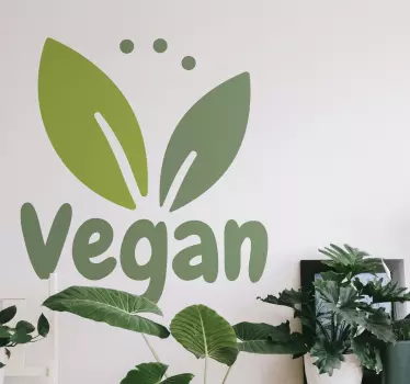 Vegan φαγητό με φύλλα εργαστηρίου decal - TenStickers