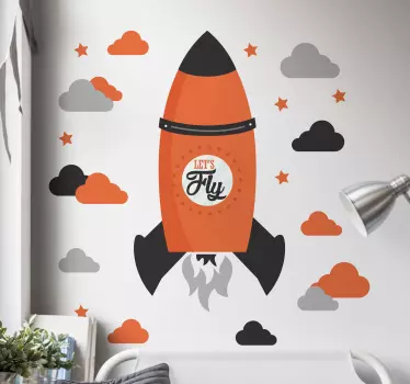 Wall decal παιδιά ρουκέτα ας πετάξουμε - TenStickers