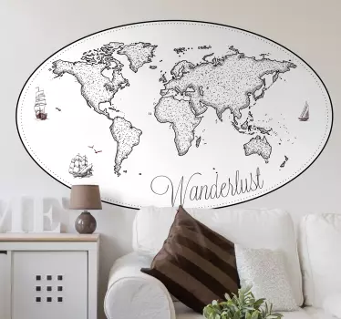 ντεκόρ τοίχου σαλόνι παγκόσμιου χάρτη - TenStickers