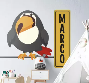 άγριο ζώο toucan με όνομα παιδικό υπνοδωμάτιο - TenStickers