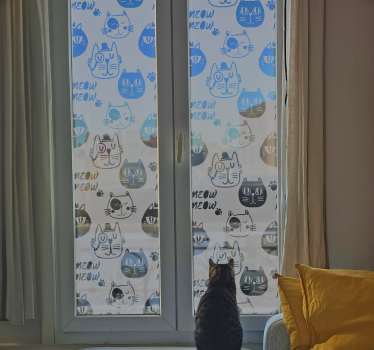 Αυτοκόλλητα Παράθυρα κεφάλι γατών - TenStickers