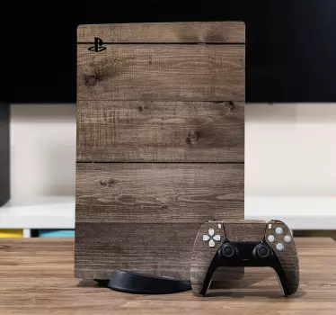 αυτοκόλλητο με ξύλινα πάνελ playstation 5 - TenStickers